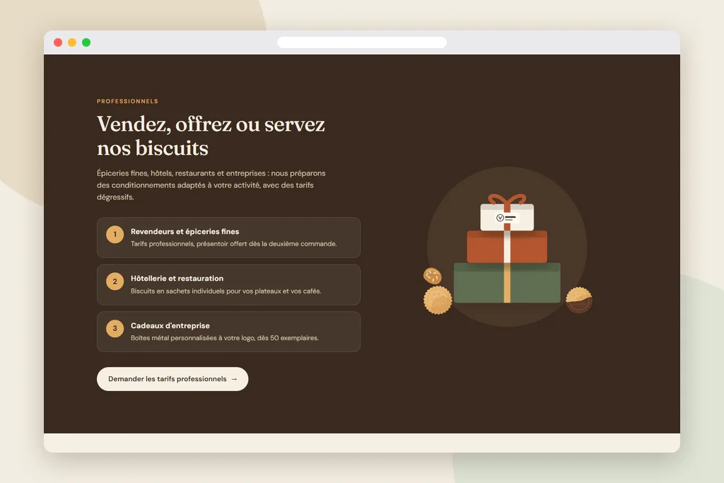 Section professionnels de l'accueil : revendeurs, hôtellerie et cadeaux d'entreprise