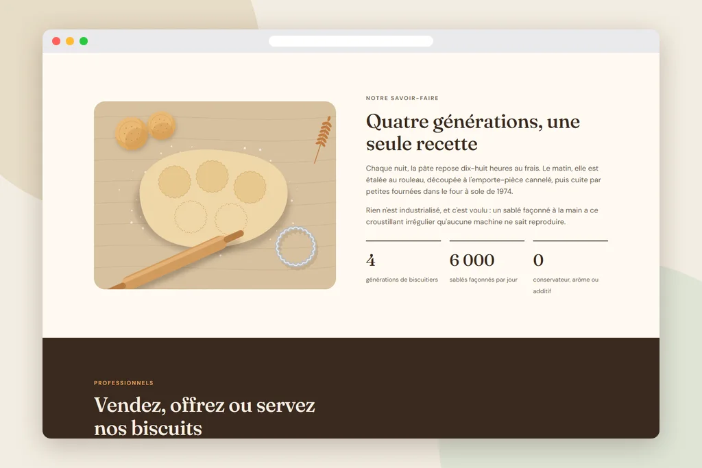 Section savoir-faire : l'atelier, la recette et les chiffres de la biscuiterie